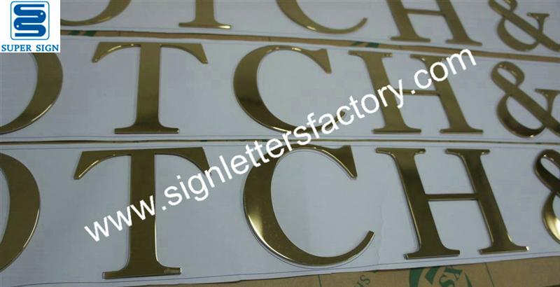 flat cut polished brass letters